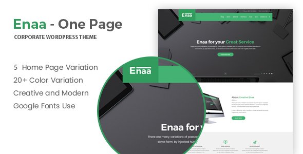 Enaa – One Page Corporate WordPress Theme