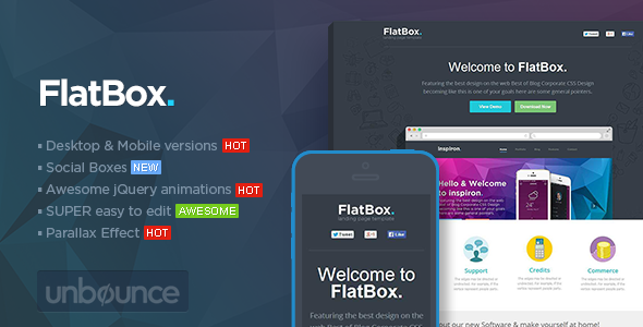 FlatBox – Unbounce Startup Template