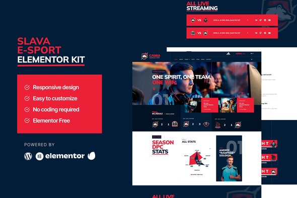 Slava – Esport & Gaming Elementor Template Kit