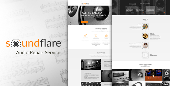 SoundFlare – Hi-Fi Audio Repair Service Landing Page HTML5 Template