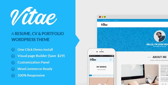 Vitae: Resume, CV & Portfolio | Personal WordPress Theme with Shop