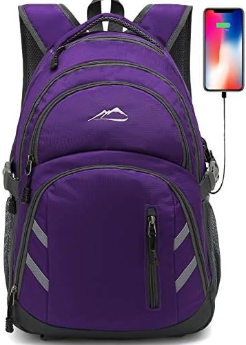 ProEtrade Backpack Bookbag for College Laptop Travel with USB Charging Port