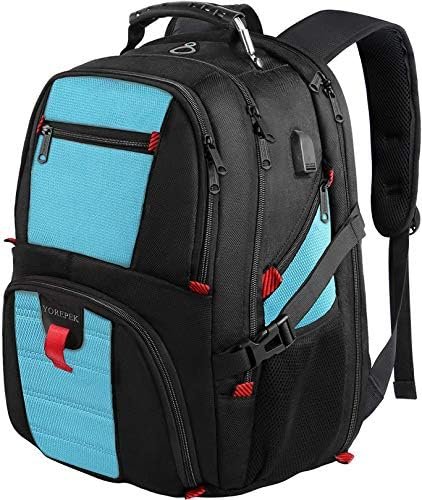 YOREPEK Travel Backpack, Extra Large 50L Laptop Backpacks for Men Women, Water Resistant College Backpack Airline Approved Business Work Bag with USB Charging Port Fits 17 Inch Computer, Blue