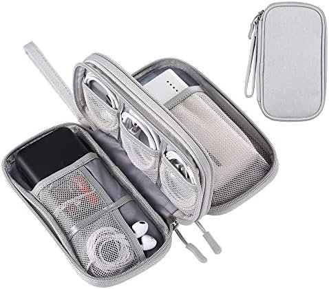 DDgro Travel Essentials for Men Women, Electronics Organizer Pouch Bag for Tech Accessories/Charger & Cords/Cables/Magic Mouse (Small, Light Gray)