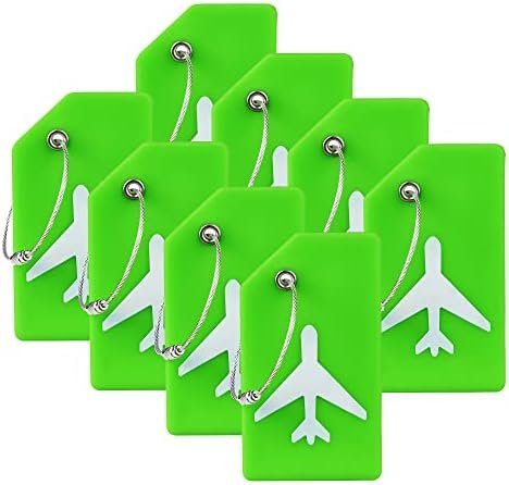 Gostwo 8 Pack Silicone Luggage Tag Baggage Handbag School Bag Suitcase Instrument Tag Label (Green)